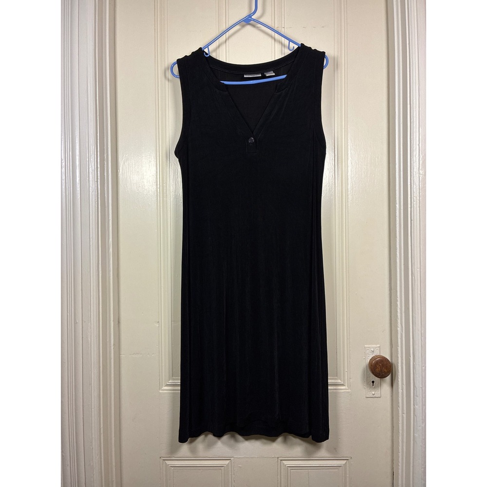 Chico's Travelers Dress L 12 Black Sleeveless Tank cruise resort vacation